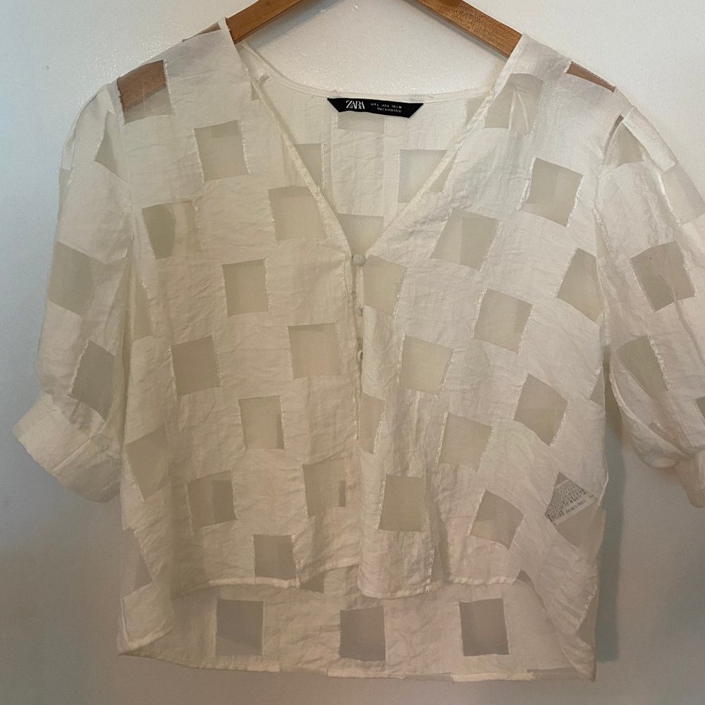 Zara Checkered White Blouse